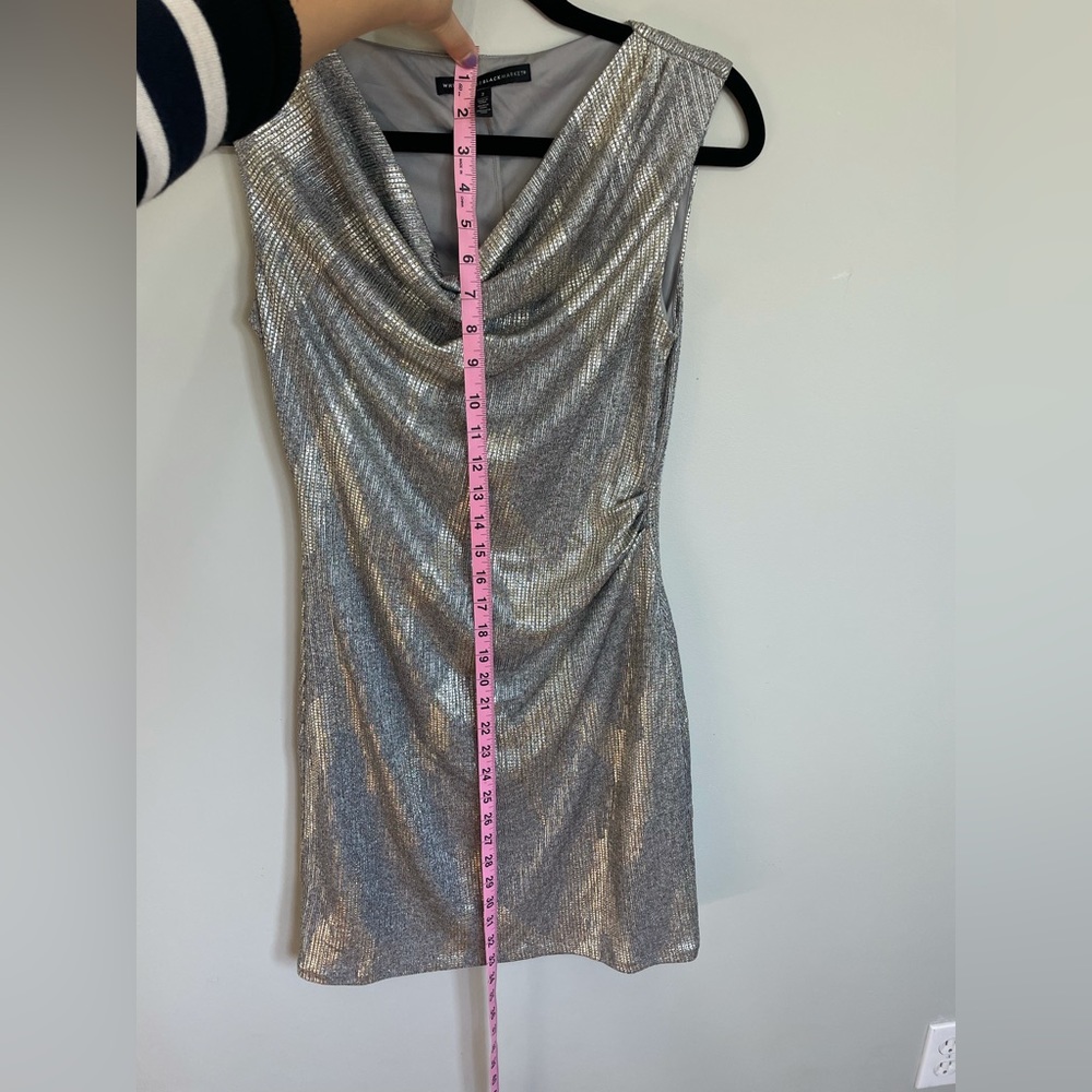 White House Black Market Metallic Cowl Neck Cocktail Dress - Picture 6 of 6